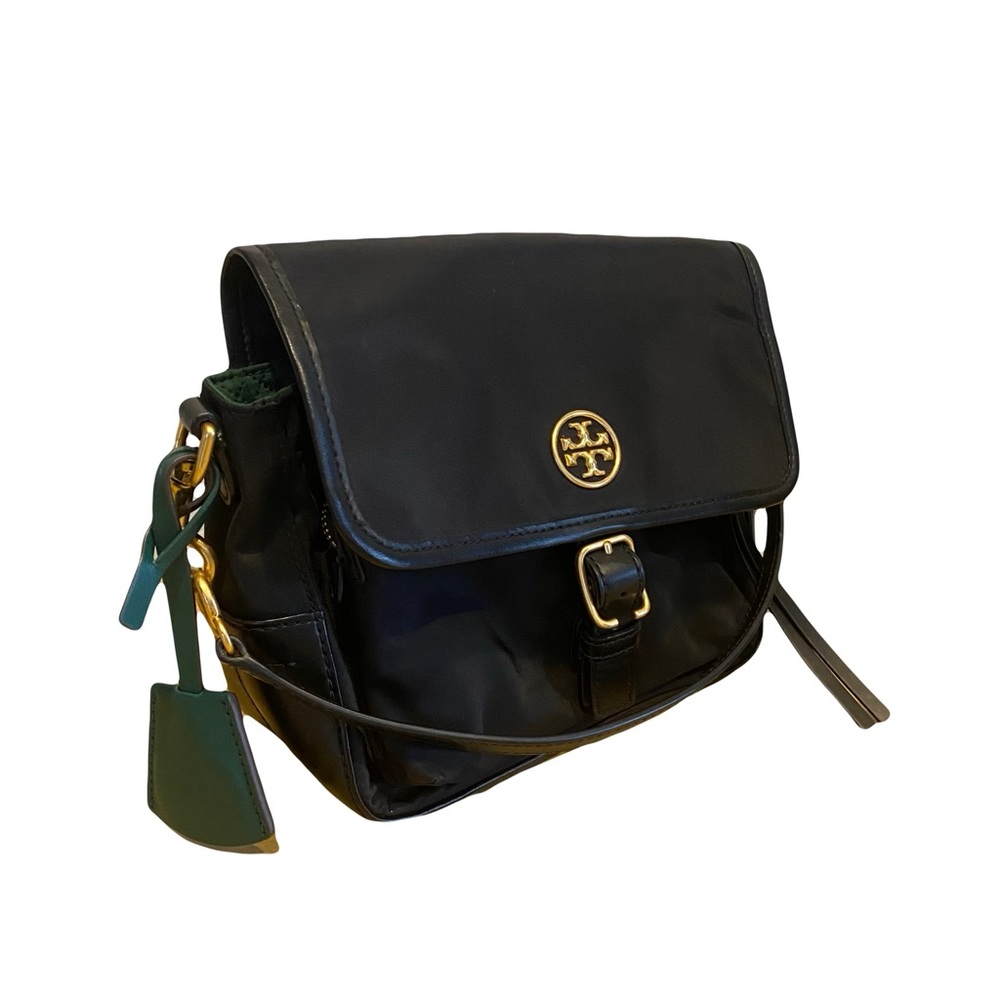 Tory Burch Black Nylon Leather Trim Crossbody Bag
